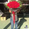 دسته گل رز 60 شاخه قرمز