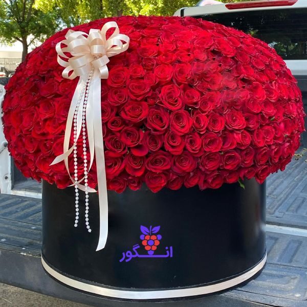 باکس گل رز لاکچری ولنتاین - خرید گل رز - سفارش آنلاین گل رز طبیعی قرمز