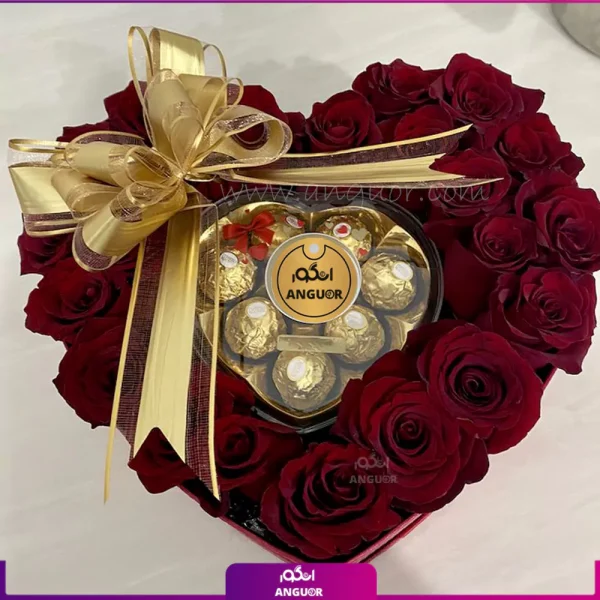 خرید باکس گل ولنتاین - سفارش باکس گل و شکلات - انگور