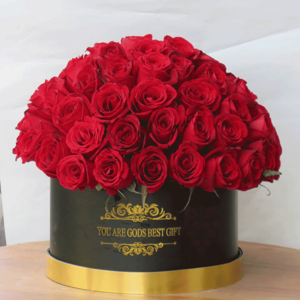 باکس گل رز قرمز 60 شاخه لاکچری و VIP