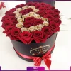باکس گل رز قرمز با حرف B - گل رز قرمز برای ولنتاین