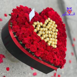باکس گل رز قرمز هلندی و شکلات