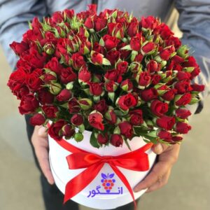 باکس رز مینیاتوری قرمز - سفارش باکس گل رز - گل فروشی آنلاین