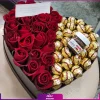 باکس گل رز قرمز و شکلات شونیز و نوتلا کوچیک