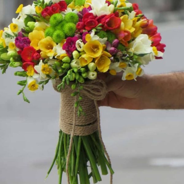 دسته گل ترکیبی فرزیا و نرگس - خرید گل نرگس - سفارش آنلاین گل