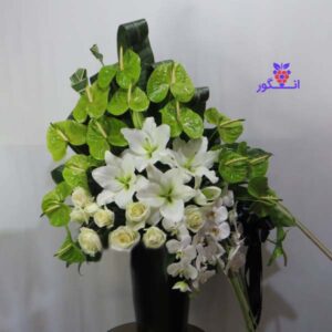 گلدان گل طبیعی- سفارش آنلاین گل ترحیم-