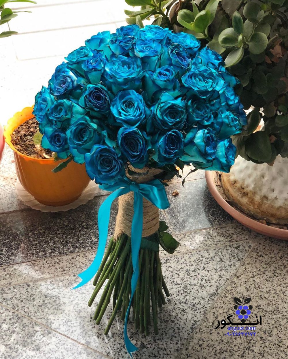 خرید دسته گل رز آبی