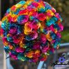 دسته گل رز هفت رنگ 60 شاخه ای (هلندی)