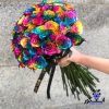 دسته گل رز هفت رنگ 60 شاخه ای (هلندی)