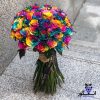 دسته گل رز هفت رنگ 60 شاخه ای (هلندی)