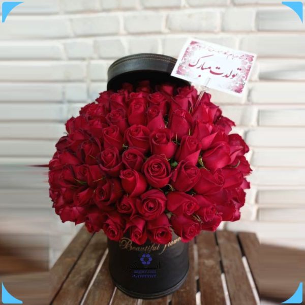 خرید باکس گل رز قرمز 80 شاخه توپی | vip