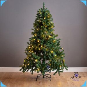 سفارش خرید درخت کریسمس با نور طلایی - خرید گل کریسمس - گل فروشی آنلاین