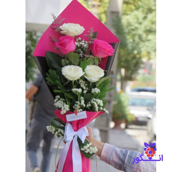 خرید دسته گل رز گلسا (5 شاخه ای) ارزان قیمت