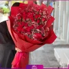 22 شاخه رز قرمز به همراه گل عروس