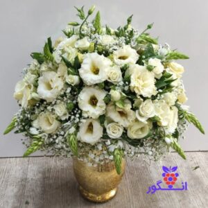 جام گل لیسیانتوس- باکس گل- سفارش آنلاین گلدان طبیعی