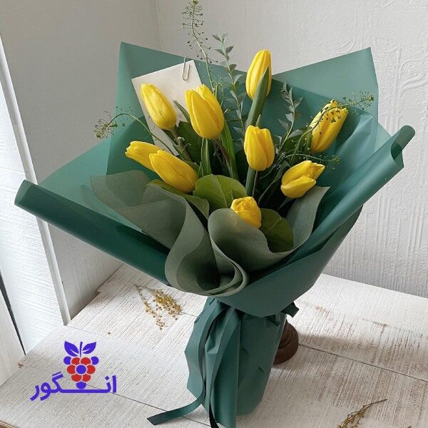 دسته گل لاله زرد - سفارش دسته گل - گل فروشی آنلاین