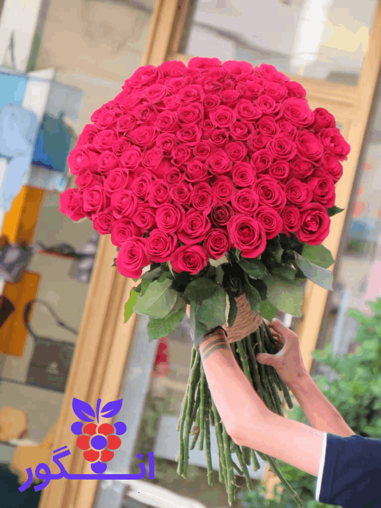 نمونه ارسالی 100 شاخه گل رز قرمز