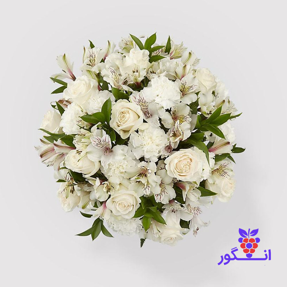 گلدان با گلهای تم سفید - انگور