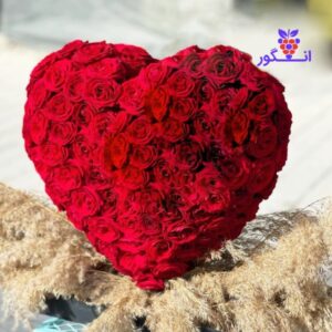 باکس گل ولنتاین با رز قرمز هلندی - قلب سه بعدی - خرید گل لاکچری - گل فروشی آنلاین