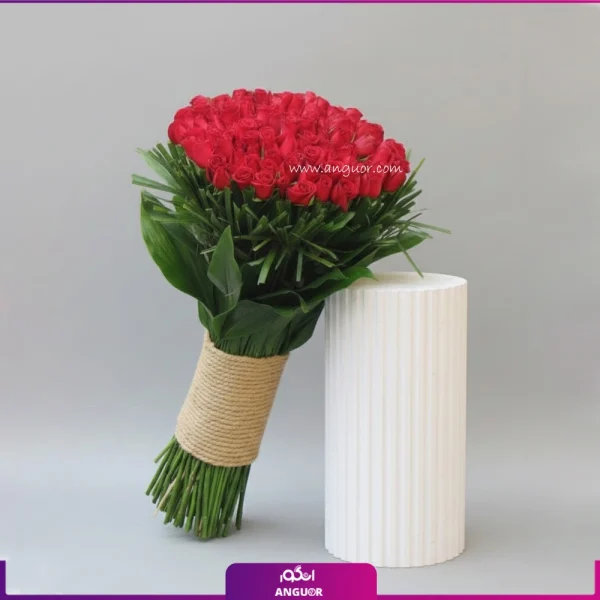 دسته گل رز قرمز 100 شاخه