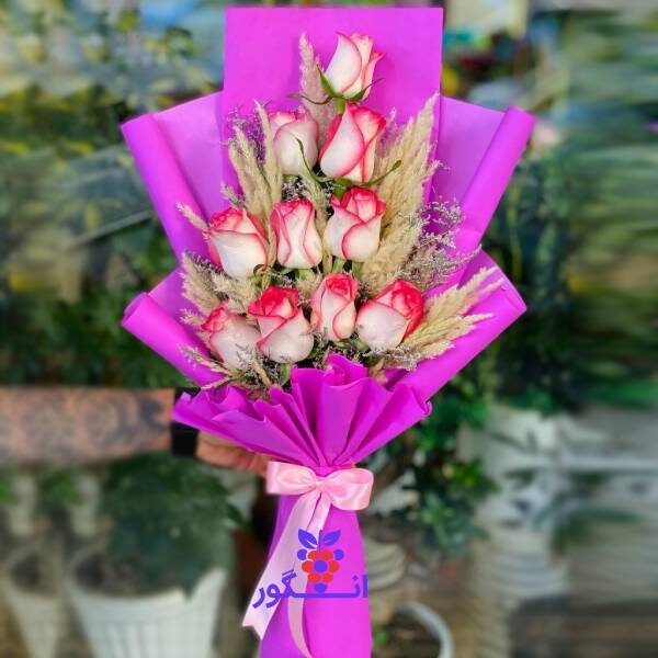 دسته گل رز لب صورتی، گل فروشی آنلاین