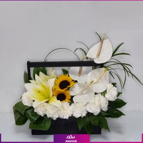 باکس گل ترحیم- خرید آنلاین باکس تسلیت- باکس گل آفتابگران