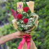 دسته گل رز قرمز (سه شاخه)