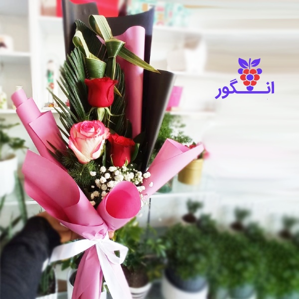 عکس + قیمت دسته گل رز قرمز و صورتی - سفارش دسته گل - سفارش آنلاین گل