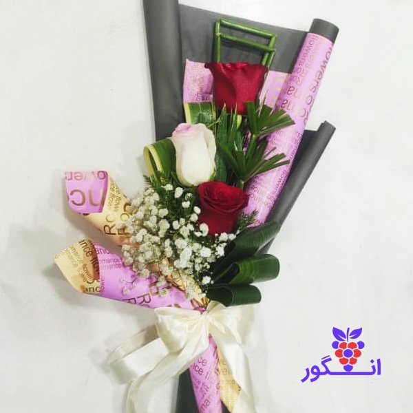 عکس + قیمت دسته گل رز قرمز و صورتی - سفارش دسته گل - گلفروشی آنلاین