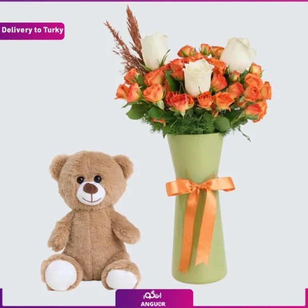 دسته گل رز و خرس و ارسال به ترکیه