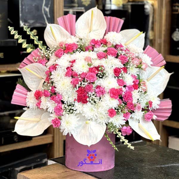 باکس گل تولد-باکس گل دخترانه- سفارش آنلاین باکس گل شیک
