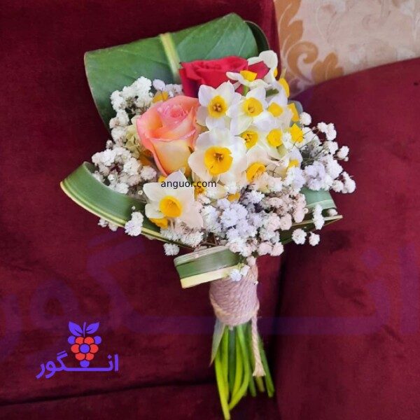 دسته گل ترکیبی گل رز و نرگس- خرید گل ارزان قیمت - گلفروشی آنلاین