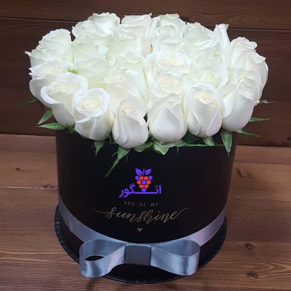 باکس گل رز سفید مناسب برای عرض تسلیت - خرید گل آنلاین - خرید گل رز