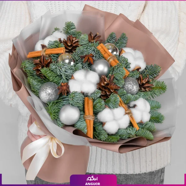 دسته گل کریسمس باپنبه- خرید گل کریسمس- انگور