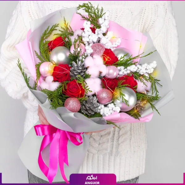 دسته گل کریسمس- گل کریسمس-انگور