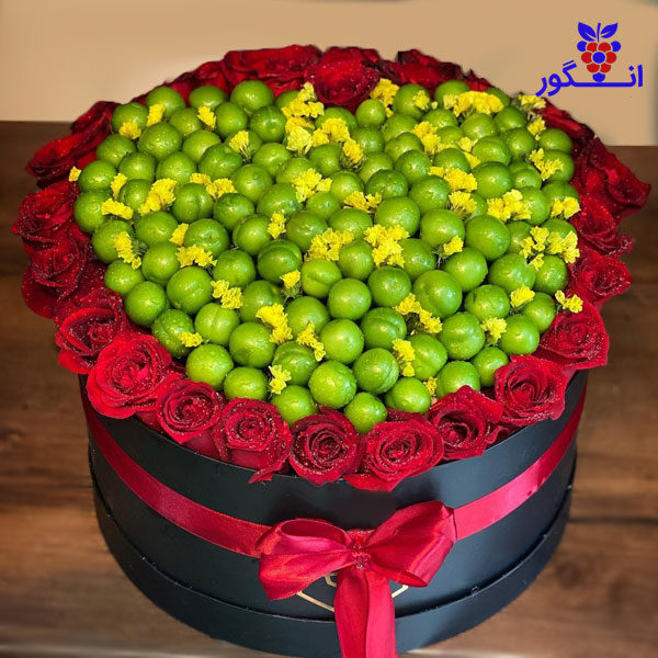 باکس مشکی نوبرانه آلوچه و رز قرمز