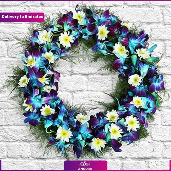 حلقه گل ارکیده با تم آبی و ارسال به امارات