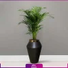 گلدان هدیه لوکس نخل اریکا با طرح خمره ای-گلدان هدیه VIP فایبر گلاس با نخل اریکا + زیر گلدانی چرخدار