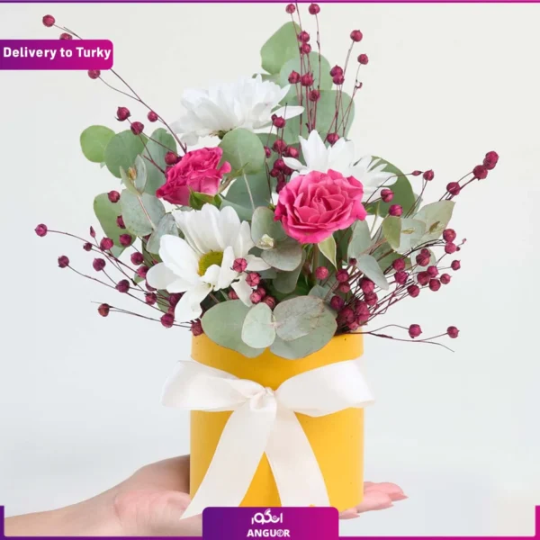 باکس گل صورتی و سفید