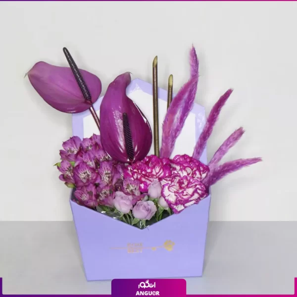 باکس گل تم بنفش- خرید آنلاین گل ارزان
