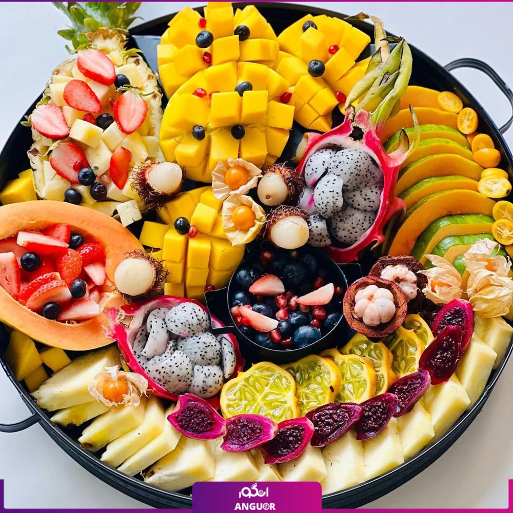 خرید آنلاین سینی میوه استوایی لاکچری برای پذیرایی