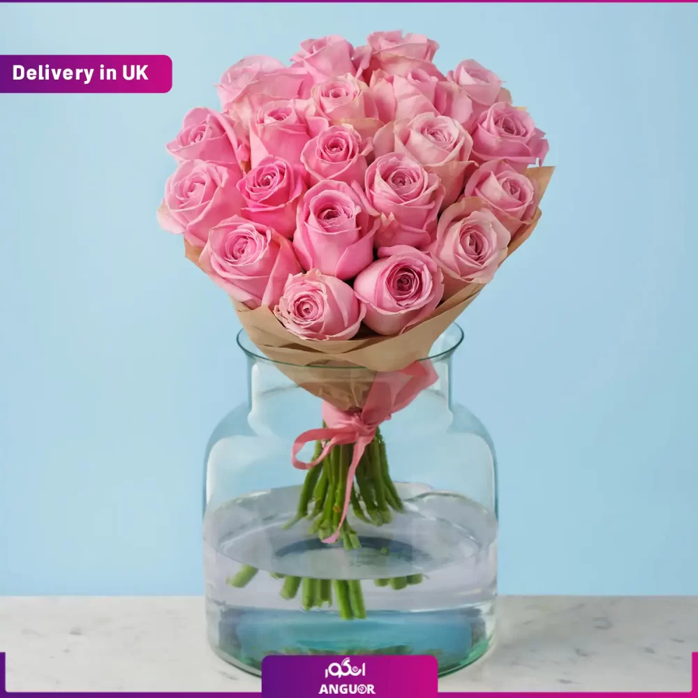 دسته گل 20 شاخه رز صورتی (تحویل در انگلستان) - Image 2