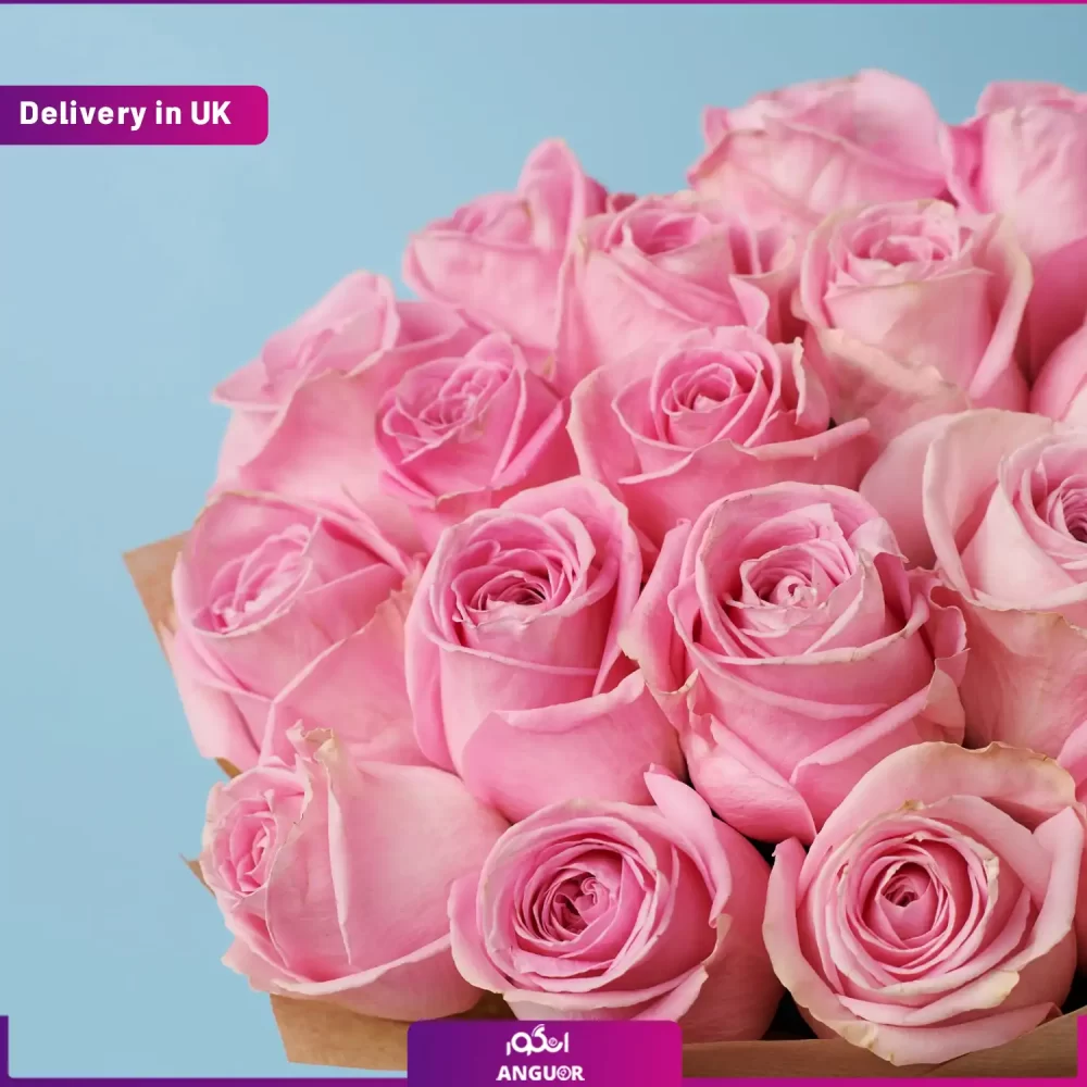 دسته گل 20 شاخه رز صورتی (تحویل در انگلستان) - Image 3