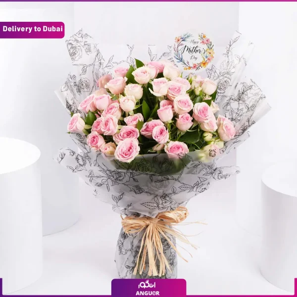 دسته گل رز صورتی و ارسال به دوبی