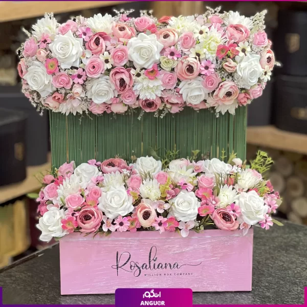 باکس دو طبقه گل مصنوعی- گلفروشی آنلاین انگور- باکس گل مصنوعی خواستگاری