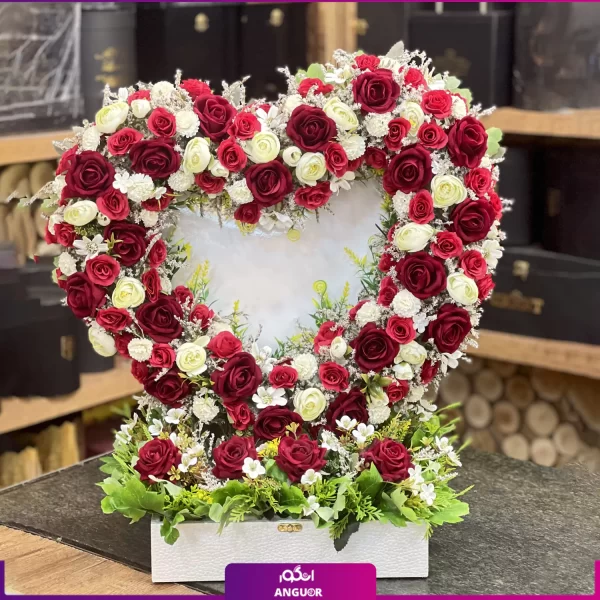 باکس گل قلبی- باکس گل مصنوعی ولنتاین- گلفروشی آنلاین