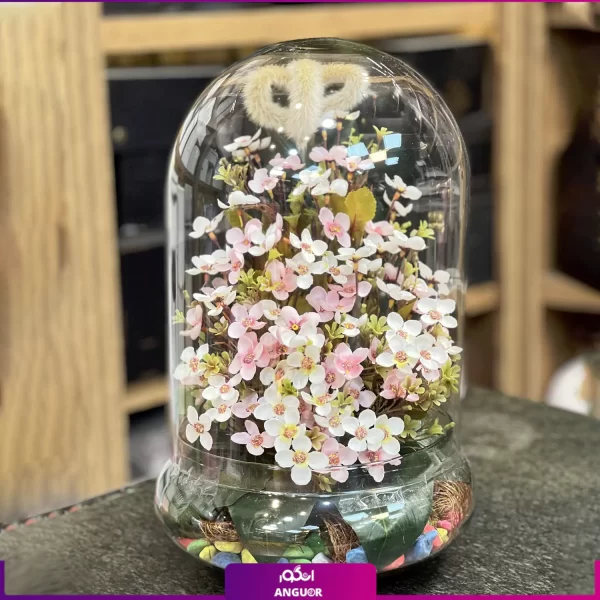 خرید تنگ شیشه ای گل مصنوعی - باکس گل مصنوعی- خرید آنلاین گل مصنوعی- گلفروشی آنلاین انگور