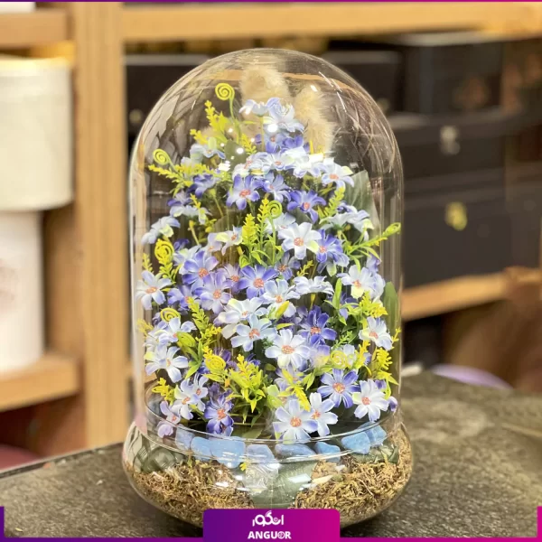 خرید تنگ شیشه ای گل مصنوعی - باکس گل مصنوعی- خرید آنلاین گل مصنوعی- گلفروشی آنلاین انگور