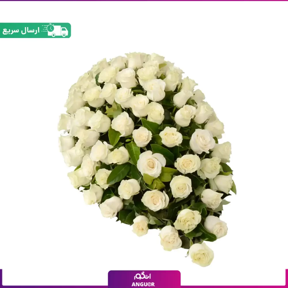 سبد گل رومیزی با رز سفید (160 شاخه) - Image 2