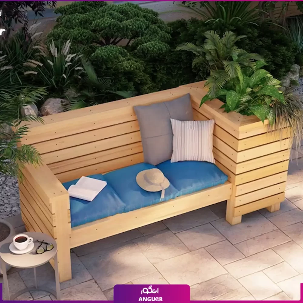 نیمکت و فلاورباکس چوبی - Image 3